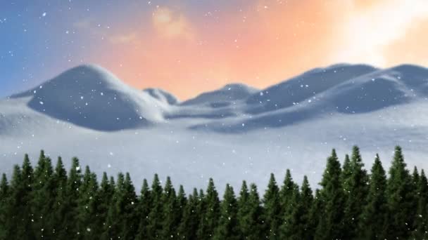 Hullik Fák Felett Téli Tájon Felhők Ellen Égen Karácsonyi Ünnepség — Stock videók