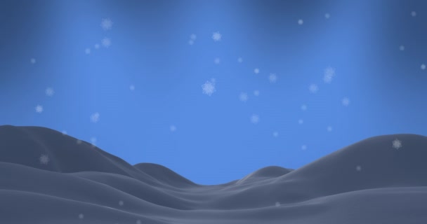 Animáció Hópelyhek Esik Kék Háttér Karácsony Tél Hagyomány Ünnepség Koncepció — Stock videók