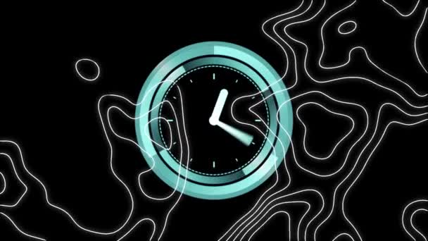 Animation Lignes Blanches Mobiles Horloge Sur Fond Noir Joyeux Anniversaire — Video