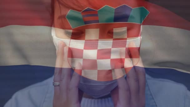 Animation Der Kroatischen Flagge Die Während Der Pandemie Des Jahrhunderts — Stockvideo