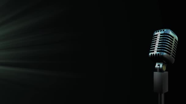 Анимация Лазерного Света Винтажного Микрофона Черном Фоне Рождество Зима Традиции — стоковое видео