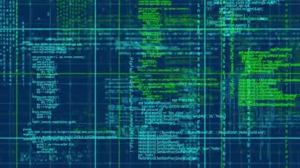 Animación Del Procesamiento Datos Través Red Sobre Fondo Azul Conexiones — Vídeo de stock