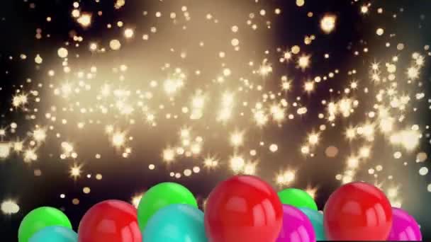 Animazione Palloncini Colorati Che Sorvolano Luci Luminose Capodanno Festa Natale — Video Stock