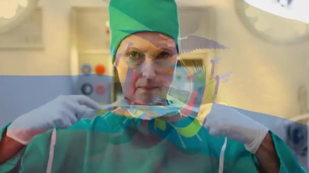 动手术时 在外科医生面前挥动着厄瓜多尔国旗的动画 全球医学 围产期保健服务 数码制作的19种流行病概念视频 — 图库视频影像