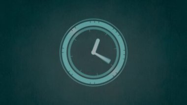 Gri arkaplandaki saatin animasyonu. küresel bilim ve güvenlik, dijital arayüz konsepti dijital olarak oluşturulmuş video.