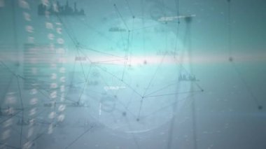 Mavi arkaplanda bağlantı ağının ve veri işleme ağının animasyonu. küresel bilim ve dijital arayüz kavramı dijital olarak oluşturulmuş video.