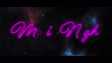 Siyah arka planda gök gürültüsü yıldırımına karşı mor neon film gece mesajı pankartı. Sinema tiyatrosu illüstrasyon ve sanat konsepti