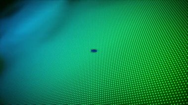 Senin animasyonun yeşil ve mavi arkaplanı aşan bir metin kazandı. Video oyunu, eğlence ve dijital arayüz kavramı dijital olarak oluşturuldu.