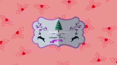 Mutlu noel mesajlarının animasyonu pembe arka plandaki kutsal şablonun üzerinde. Noel, kış, gelenek ve kutlama konsepti dijital olarak oluşturulmuş video.