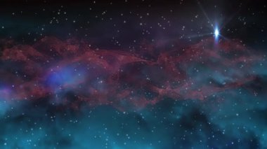 Siyah arka planda parlayan yıldızlar üzerinde dönen DNA iplikçiklerinin animasyonu. tıbbi araştırma, iletişim ve dijital arayüz teknolojisi konsepti dijital olarak oluşturulmuş video.