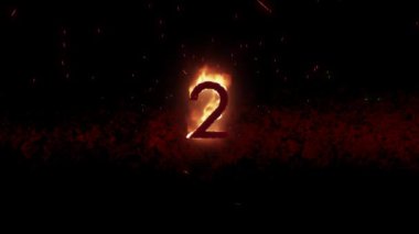 Arka planda yanan alevler içinde iki metnin canlandırması. kuvvet, ateş ve hareket konsepti dijital olarak oluşturulmuş video.