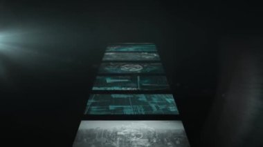 Siyah arka planda kıvılcım ve veri işleme animasyonu. küresel iş, finans, bağlantılar ve dijital arayüz konsepti dijital olarak oluşturulmuş video.