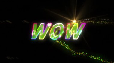 Yeşil ve kırmızı ışık üzerinde yüksek skorlu metin animasyonu. Video oyunu, eğlence ve dijital arayüz kavramı dijital olarak oluşturuldu.