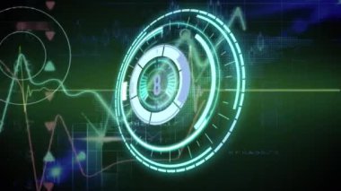 Kalp atış hızı monitörü ve dünya haritası üzerinde saat animasyonu. küresel iş, finans ve bağlantılar konsepti dijital olarak oluşturulmuş video.