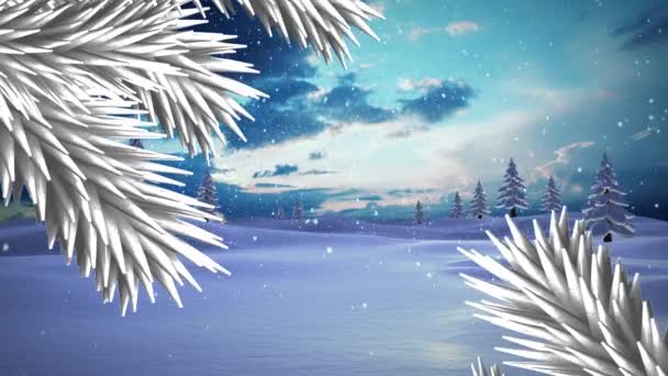 Animação Neve Caindo Sobre Cenário Inverno Natal Tradição Conceito Celebração — Vídeo de Stock