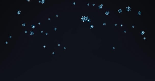 Animatie Van Dennentakken Boven Sneeuw Die Donkere Achtergrond Vallen Kerstmis — Stockvideo