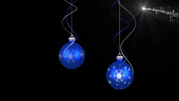 Animação Bolhas Natal Sobre Estrelas Neve Fundo Preto Natal Inverno — Vídeo de Stock