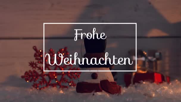 Animation Frohe Weihnachten Hälsningar Text Ram Över Jul Dekorationer Jul — Stockvideo