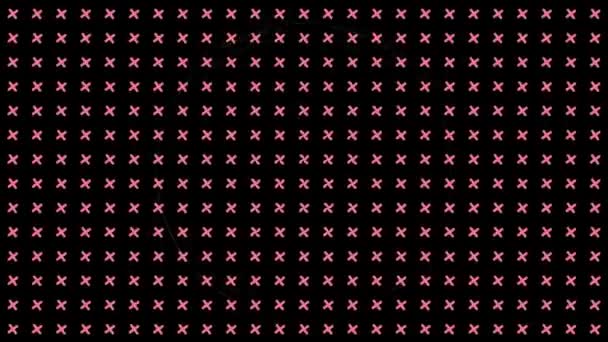 Animation Flashing White Data Loading Rings Grid Rotating Pink Crosses — Stock Video