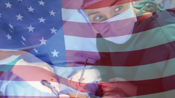 수술실에서 외과의들을 흔드는 애니메이션이다 세계적 서비스 세계적 유행병 개념을 공고히 — 비디오