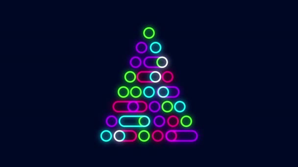 Animación Árbol Navidad Hecho Círculos Colores Sobre Fondo Negro Navidad — Vídeos de Stock