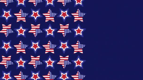 Der Text Des Präsidenten Über Mehrere Sterne Symbole Nahtlosem Muster — Stockvideo