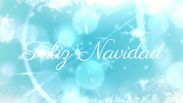 Анимация Поздравлений Снегу Голубом Фоне Рождество Зима Традиции Празднование Концепции — стоковое видео