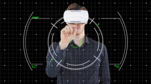 Animation Der Datenverarbeitung Über Kaukasische Geschäftsleute Mit Headset Globales Geschäft — Stockvideo