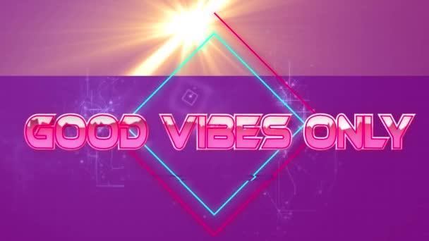 Animatie Van Goede Vibraties Alleen Tekst Geometrische Vormen Netwerk Van — Stockvideo