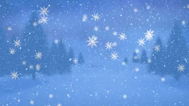 Animation Neige Tombant Sur Paysage Hivernal Noël Hiver Tradition Concept — Video