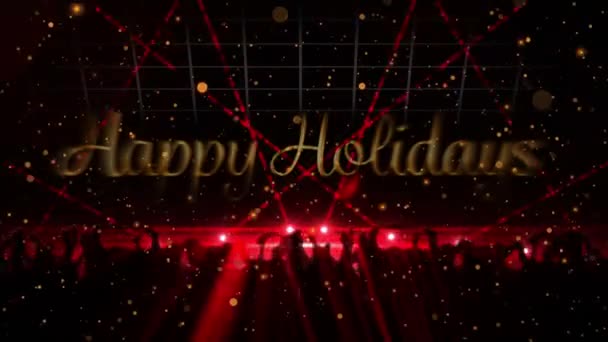 Animation Happy Holidays Text People Party New Year Eve Party — Stock Video
