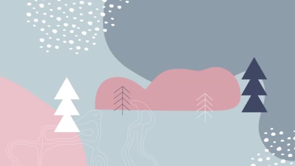 Animatie Van Vectorvormen Dennenbomen Grijze Achtergrond Kerstmis Traditie Viering Concept — Stockvideo