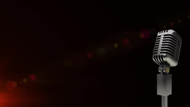 Анимация Винтажного Микрофона Черном Фоне Рождество Зима Традиции Празднование Концепции — стоковое видео