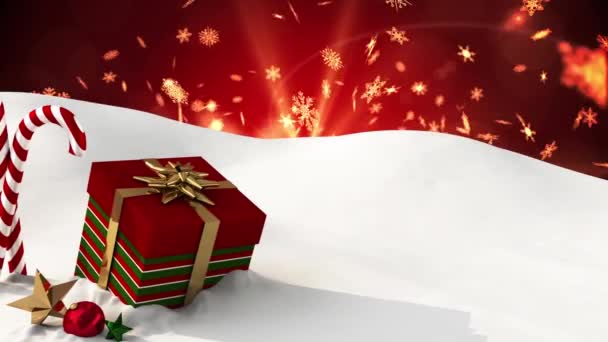 Animação Presente Natal Cana Açúcar Cenário Inverno Natal Tradição Conceito — Vídeo de Stock