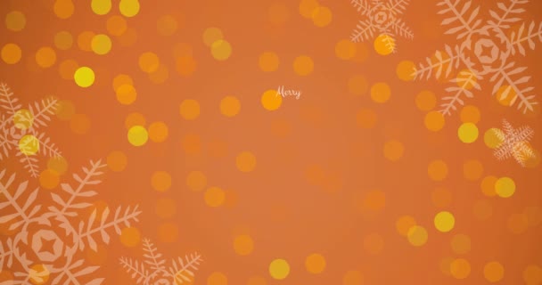 Animation Des Frohen Weihnachtstextes Auf Orangefarbenem Hintergrund Weihnachten Winter Tradition — Stockvideo