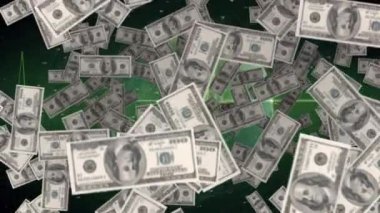 Kalp atış hızı monitörü ve dünya haritasında Amerikan doları banknotlarının animasyonu. küresel iş, finans ve bağlantılar konsepti dijital olarak oluşturulmuş video.