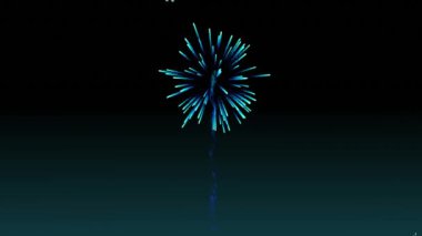 Siyah arka planda havai fişek ve kar taneleri animasyonu. Noel, gelenek ve kutlama konsepti dijital olarak oluşturuldu.