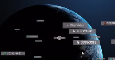 Dünya üzerinde düşen sosyal medya simgelerinin animasyonu. Sosyal medya ve iletişim konsepti dijital olarak oluşturulmuş video.