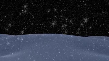 Geceleri kış manzarasına düşen kar animasyonu. Noel, gelenek ve kutlama konsepti dijital olarak oluşturuldu.