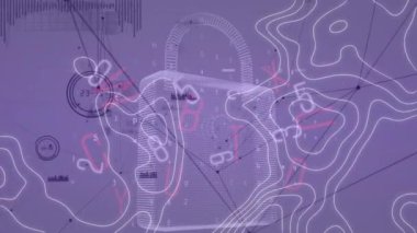 Gri arkaplandaki bağlantı ağı üzerinden beyaz çizgilerin hareket ettirilmesi. küresel bilim ve güvenlik, dijital arayüz konsepti dijital olarak oluşturulmuş video.