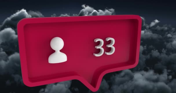 Icono Animación Personas Con Números Burbuja Del Habla Sobre Cielo — Vídeos de Stock