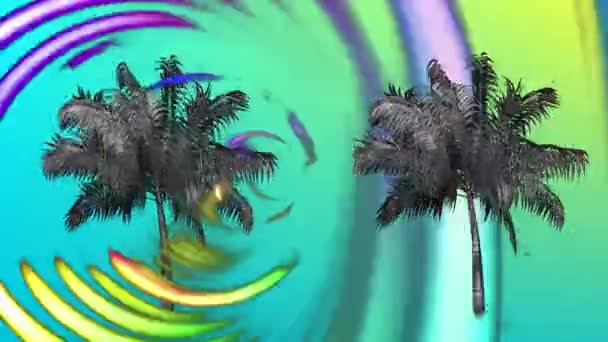 Animazione Palme Dai Colori Vivaci Movimento Ipnotico Passante Senza Soluzione — Video Stock