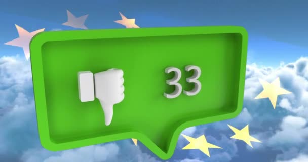 Animation Des Ungleichen Symbols Mit Zahlen Auf Sprechblase Mit Europäischer — Stockvideo