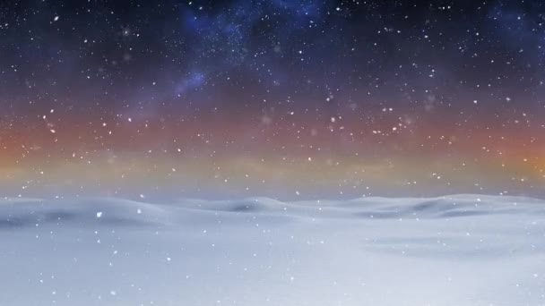 Animación Nieve Cayendo Sobre Paisaje Invernal Las Luces Del Norte — Vídeos de Stock