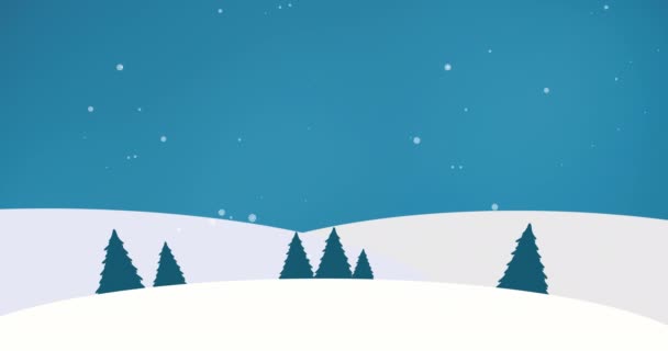 Kış Manzarası Boyunca Mutlu Noel Metinlerinin Animasyonu Noel Kış Gelenek — Stok video