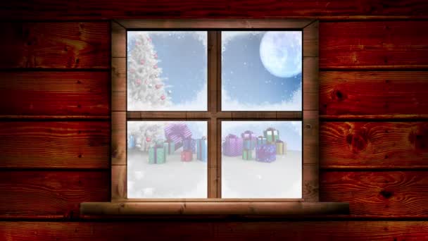 Animation Scène Noël Hiver Avec Arbre Noël Traîneau Père Noël — Video