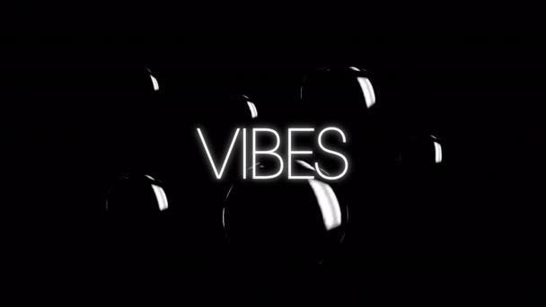 Digitale Animatie Van Neon Vibes Tekst Banner Tegen Abstracte Vormen — Stockvideo