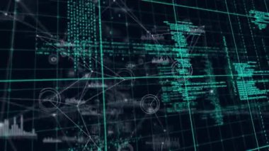 Veri işleme üzerinden bağlantı ağının animasyonu. küresel iş, finans, dijital arayüz ve bağlantılar konsepti dijital olarak oluşturulmuş video.