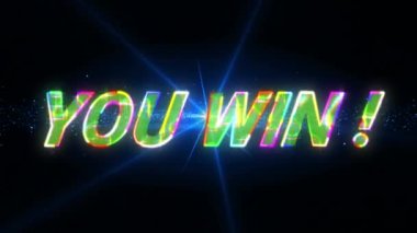 Parıltının animasyonu mavi ışığın ve hareket eden dalganın üzerindeki metni kazanır. Video oyunu, eğlence ve dijital arayüz kavramı dijital olarak oluşturuldu.