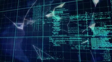 Veri işleme üzerinden küresel bağlantı ağının animasyonu. küresel iş, finans, dijital arayüz ve bağlantılar konsepti dijital olarak oluşturulmuş video.